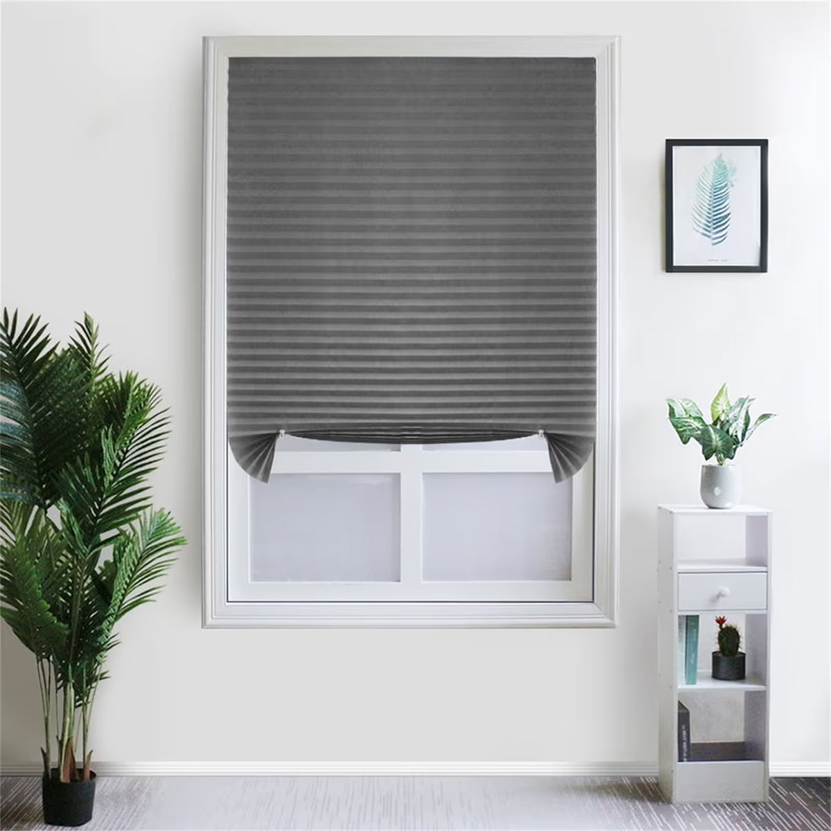 Blinder Pleated Blackout Self Adhesive Window Curtain Shades Easy Fit Blind for Living Room Bathroom Window （35 x 55 Inch）