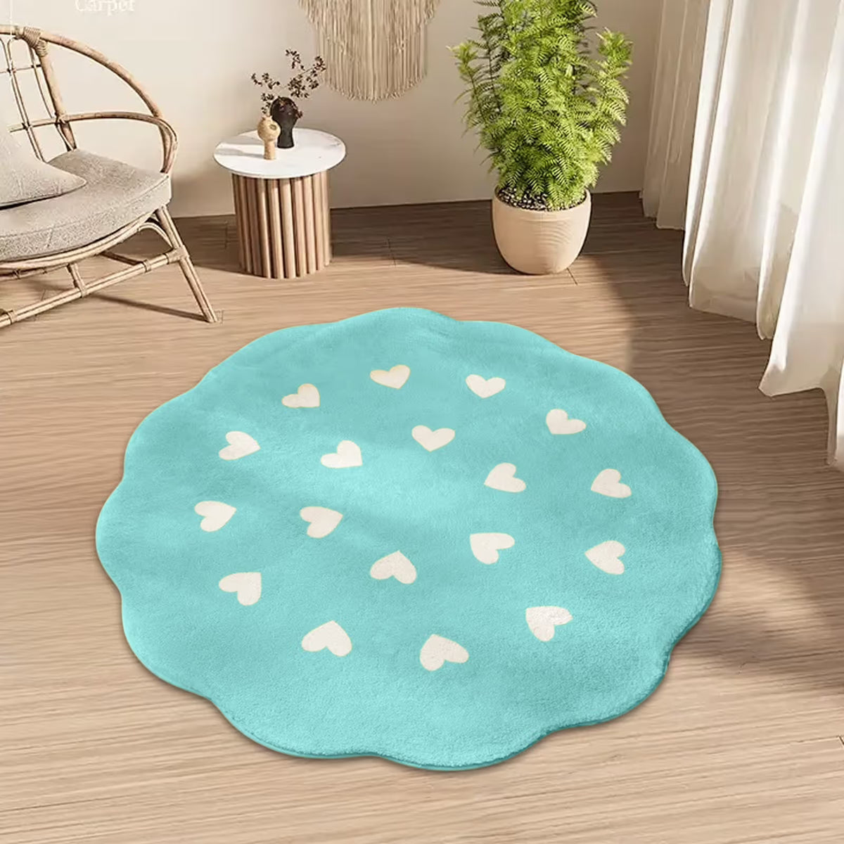 Valentine's Day Flower Shaped Rug,Washable Round Rug Soft Floral Area Rugs for Living Room Girls Bedroom Rug Cute Circle Rug Nonslip Indoor Rug for Playroom Rug,Round 39.4in, Pink