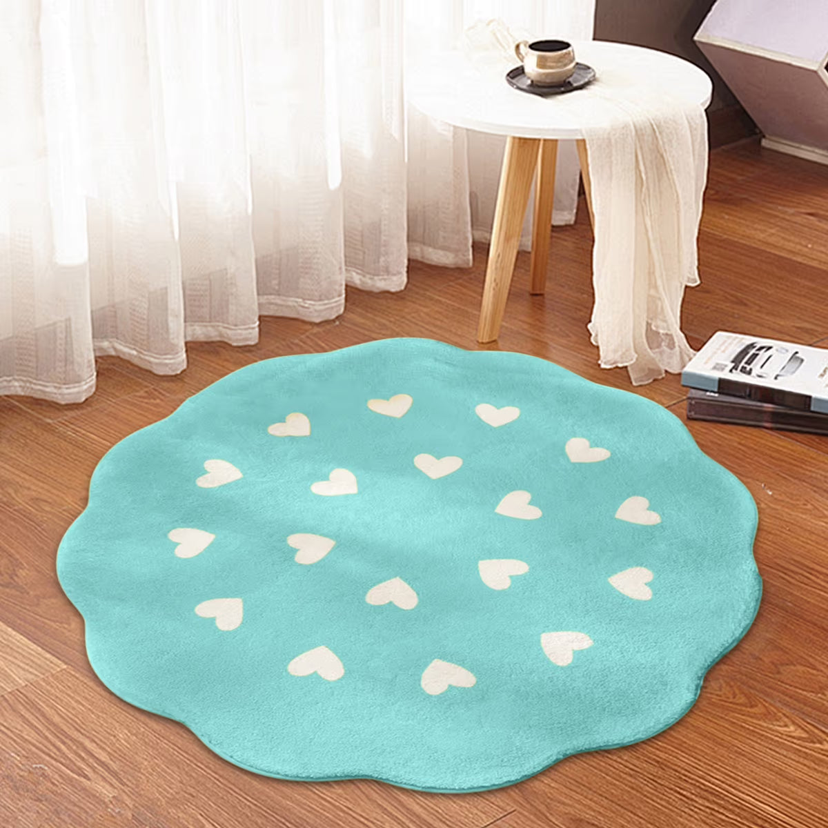 Valentine's Day Flower Shaped Rug,Washable Round Rug Soft Floral Area Rugs for Living Room Girls Bedroom Rug Cute Circle Rug Nonslip Indoor Rug for Playroom Rug,Round 39.4in, Pink