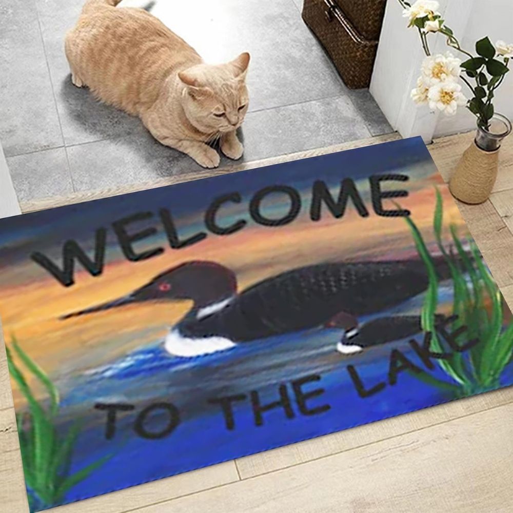 Area Rug Door Mats Lake Print Welcome Polyester Floor Mat