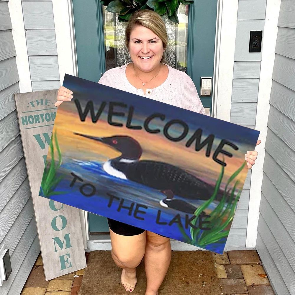 Area Rug Door Mats Lake Print Welcome Polyester Floor Mat