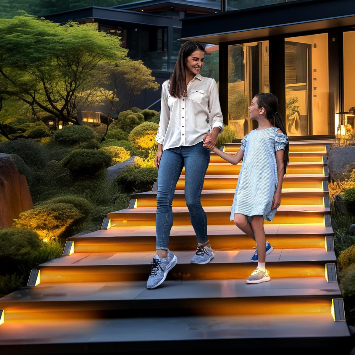 LED Solar Step Lights Waterproof Outdoor Stair Lights, Solar Deck Lights Outdoor Decor Solar Decoration Lights for Yard, Patio, Garden, Walkways, Front Door, Pathway, Driveway, Porch 6 Pack