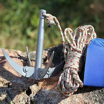 Ant Mag Grappling Hook Stainless Steel Claw Carabiner for Camping Hiking Tree Grabbing and Water Lifting Salvage（Bring a 20 meter rope (rope color random)）