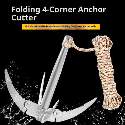 Ant Mag Grappling Hook Stainless Steel Claw Carabiner for Camping Hiking Tree Grabbing and Water Lifting Salvage（Bring a 20 meter rope (rope color random)）