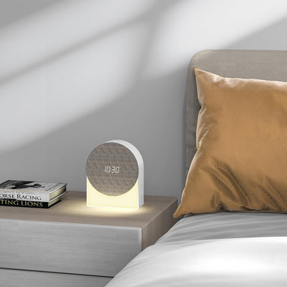 4 in 1 Sound Machine with Digital Clock & Night Light, White Noise Machine, 32-Level Volume, Memory & Timer, Rechargeable Battery, Portable for Baby（9*4.6*11cm）