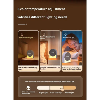 4 in 1 Sound Machine with Digital Clock & Night Light, White Noise Machine, 32-Level Volume, Memory & Timer, Rechargeable Battery, Portable for Baby（9*4.6*11cm）