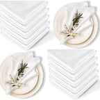 24 Pcs Silky White Satin Napkins 17 x 17 Inches, Square Smooth Wedding Dinner Napkins Satin Cloth Napkins Table Napkins for Banquet Party Restaurant Decor