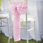 25 Pcs Organza Chair Sashes for Wedding Banquet Party Decoration Chair Bows Ties Chair Cover Bands Event Supplies - Light Pink