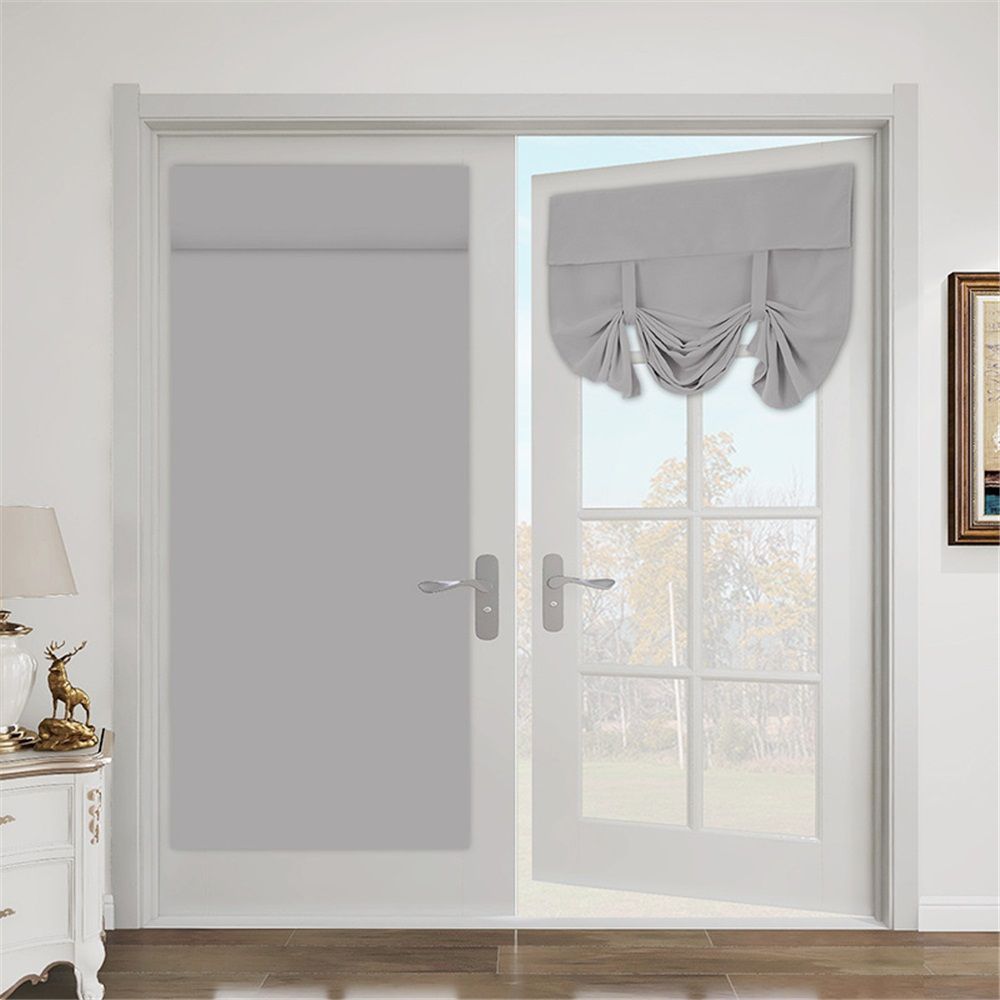 1 pack Door Curtain - Blackout Curtains Room Darkening Privacy Tie up Window Drape for Patio Glass/Doorway French Door Blind, W 26 x L 68,light gray