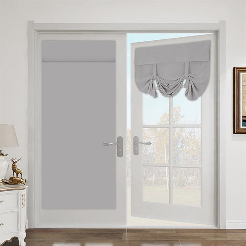 1 pack Door Curtain - Blackout Curtains Room Darkening Privacy Tie up Window Drape for Patio Glass/Doorway French Door Blind, W 26 x L 68,light gray