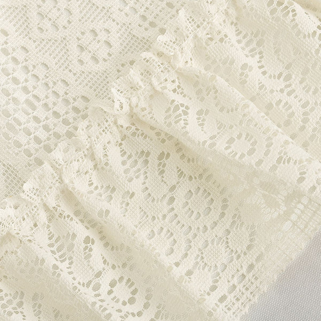 Rustic Crochet Curtain Valance for Kitchen Bathroom Farmhouse Lace Curtain Tiers for Coffee Decor Room Divider Rod Pocket Hollow Out Short Curtains for Closet Doorway 1 Panel W59 X L17.7 Inch
