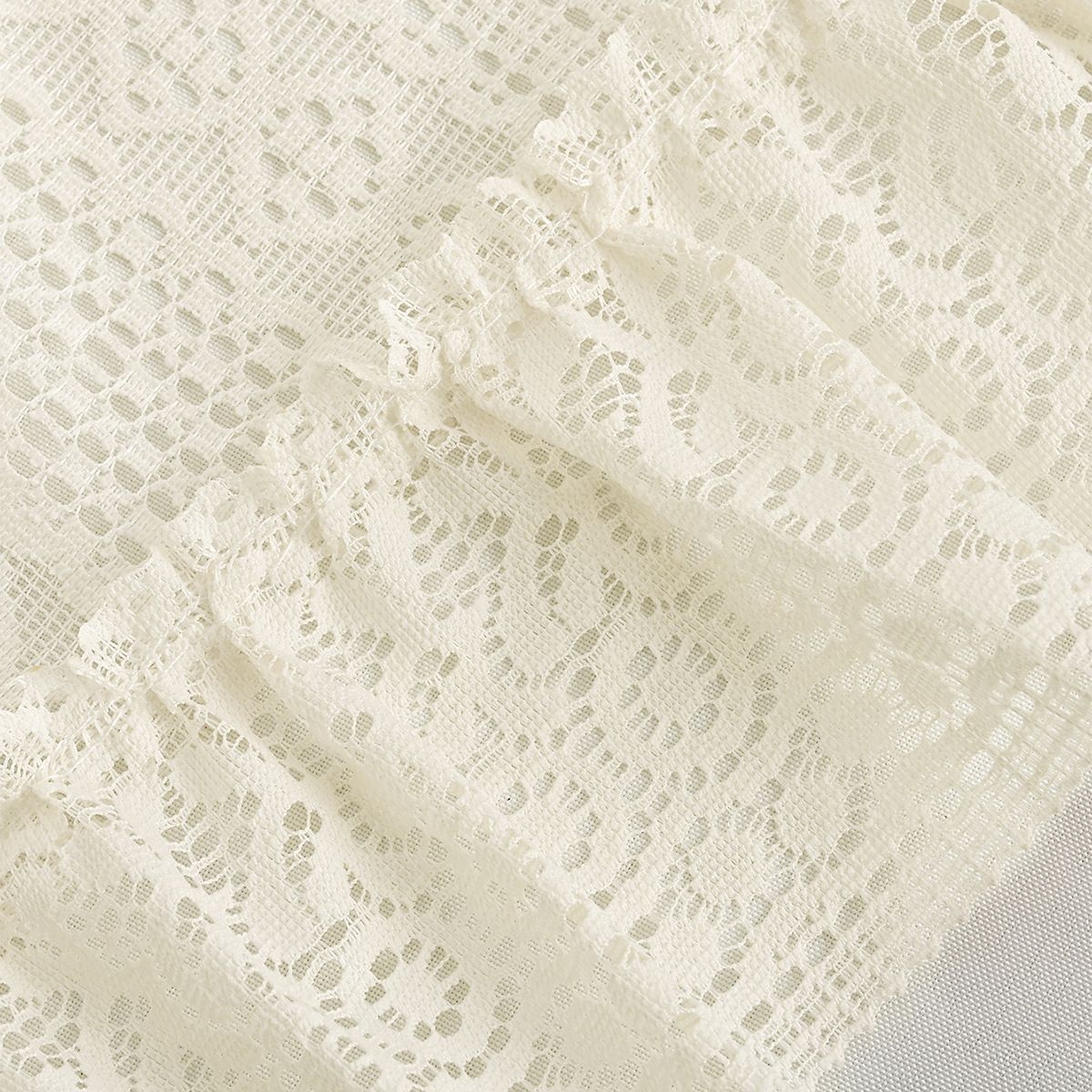 Rustic Crochet Curtain Valance for Kitchen Bathroom Farmhouse Lace Curtain Tiers for Coffee Decor Room Divider Rod Pocket Hollow Out Short Curtains for Closet Doorway 1 Panel W59 X L17.7 Inch