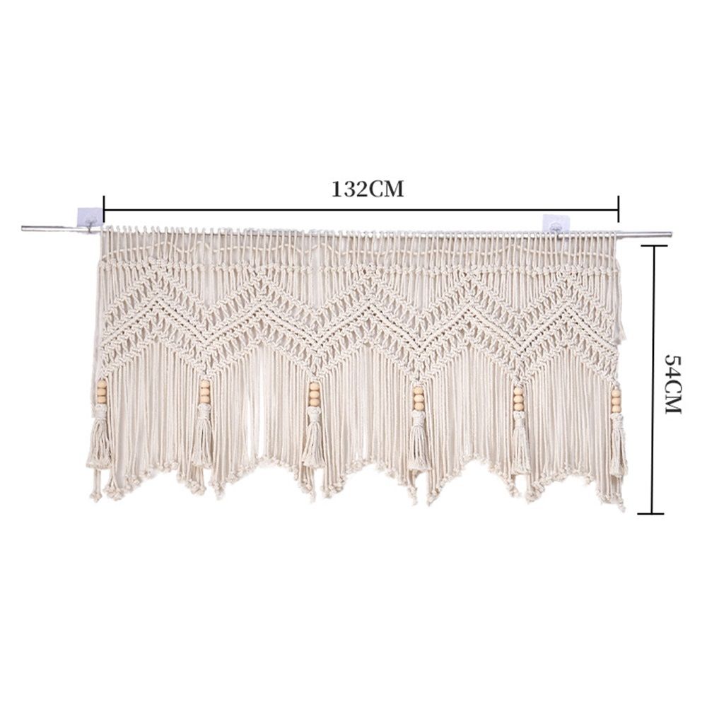Doorway Curtains Wall Hanging Window Curtain Panels Closet Room Divider Boho Wedding Decor Backdrop Boho Kitchen Valance (Ivory White, 52''W x 21''H)
