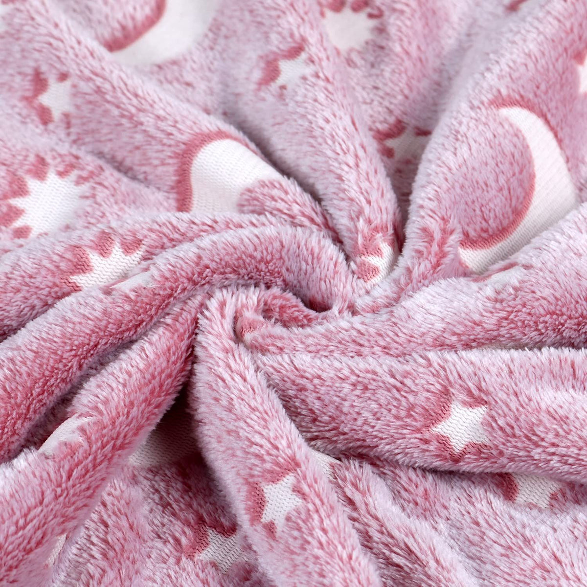 Super Soft Fuzzy Plush Flannel for Girls and Boys Sleeping Snuggle Blanket,All Seasons for Bed or Sofa,152*127CM (Pink Moon)
