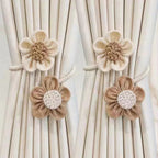 2pcs Curtain Tie Backs for Curtain Drapes, Boho Decor Holdback Farmhouse TieBacks for Blackout/Sheer Curtains, Natural Decor Shabby Chic Drapery Holder, | Cream&Khaki