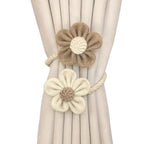 2pcs Curtain Tie Backs for Curtain Drapes, Boho Decor Holdback Farmhouse TieBacks for Blackout/Sheer Curtains, Natural Decor Shabby Chic Drapery Holder, | Cream&Khaki