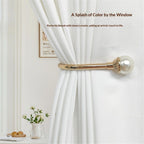 2-piece curtain fixator wall mounted curtain tie hook plastic pearl U-shaped curtain tie curtain tie suitable for home office gold color （Non screw version）