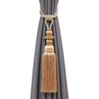 Decorative curtain tie tassel baffle - home office window curtain fixing edge rope, 1 Pair  set (rice wine)