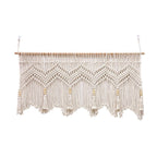 Kitchen Curtains 120*55cm Farmhouse Boho Curtains with Tassels for Bedroom, Livingroom, Bathroom Windows（Without wooden sticks）