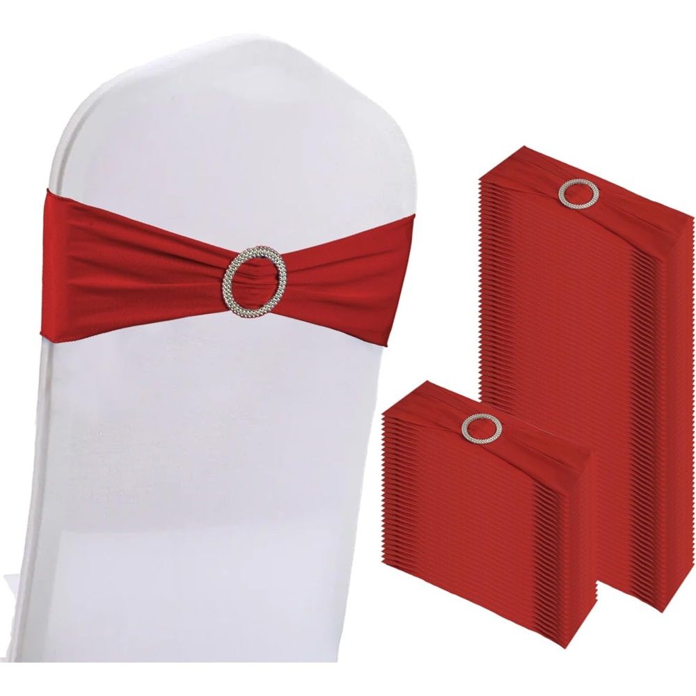 20 pcs red Stretch Chair Sashes for Christmas Wedding Parties Banquet Decorations Elastic Chair Covers with Slider Buckle Engagement Hotel Bridal Shower Xmas