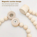 Handmade Magnetic Wooden Bead Curtain Tiebacks 2 PCS | Simple Elegant Magnetic Tassel Curtain Tie Backs | Accessories Wall Decoration | Drapery Tiebacks for Bedroom Window Treatment