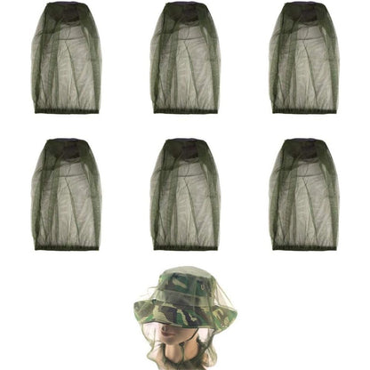 Mosquito Head Net for Insect, 6 Pack, Fly & Bug Protection | Ultra Large & Long, Extra Fine Holes for Camping, Hiking, Fishing, Gardening, Safari, Fits All Hats for Men & Women（Excluding hat）