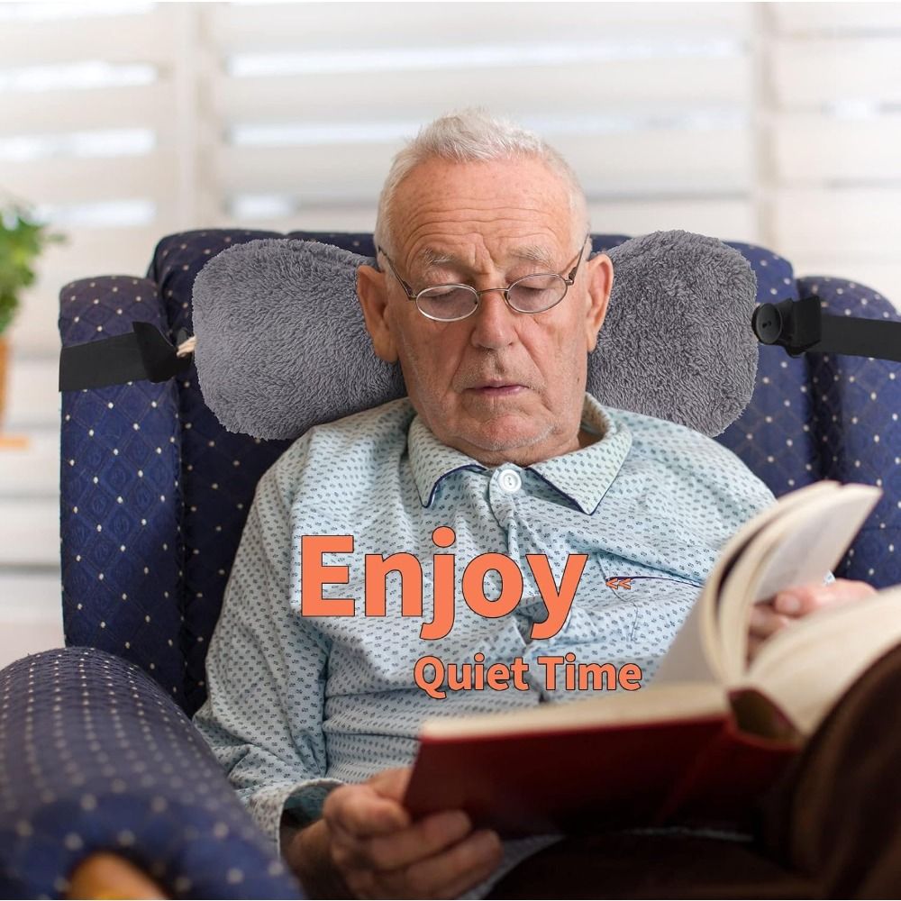 Couch Neck Pillow with Adjustable Strap, Bone-Shaped Plush Pillow for Relief, Headrest Pillow for Recliners And Sofas Grey