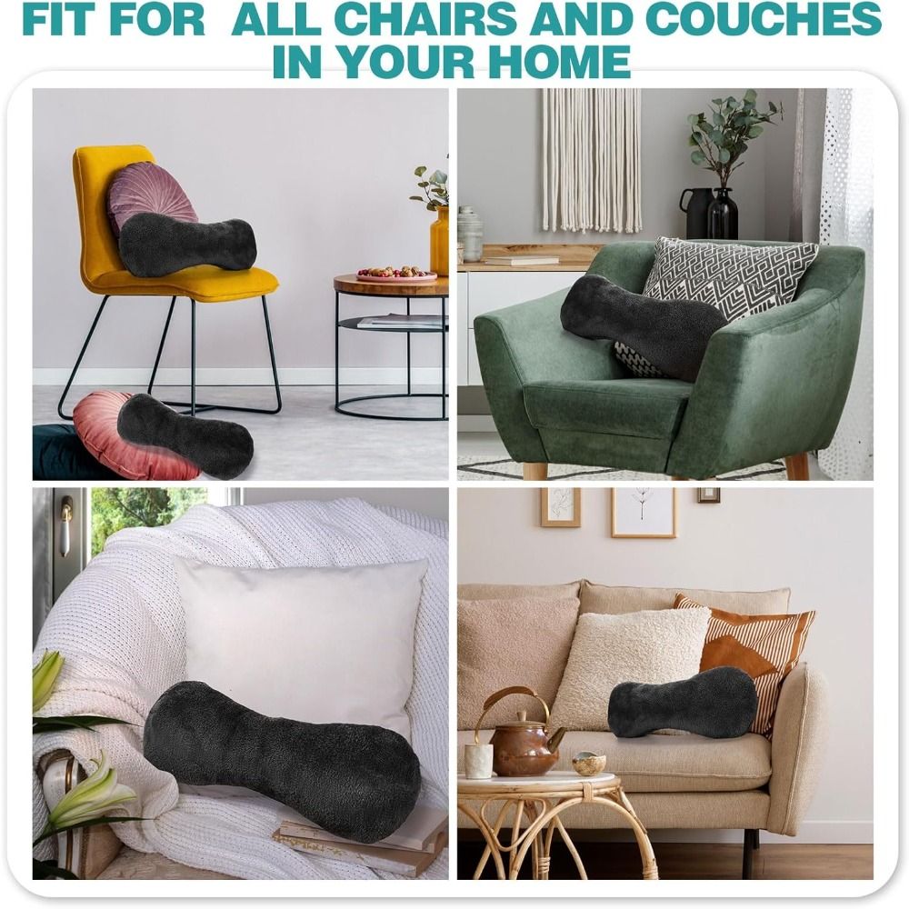 Couch Neck Pillow with Adjustable Strap, Bone-Shaped Plush Pillow for Relief, Headrest Pillow for Recliners And Sofas Grey