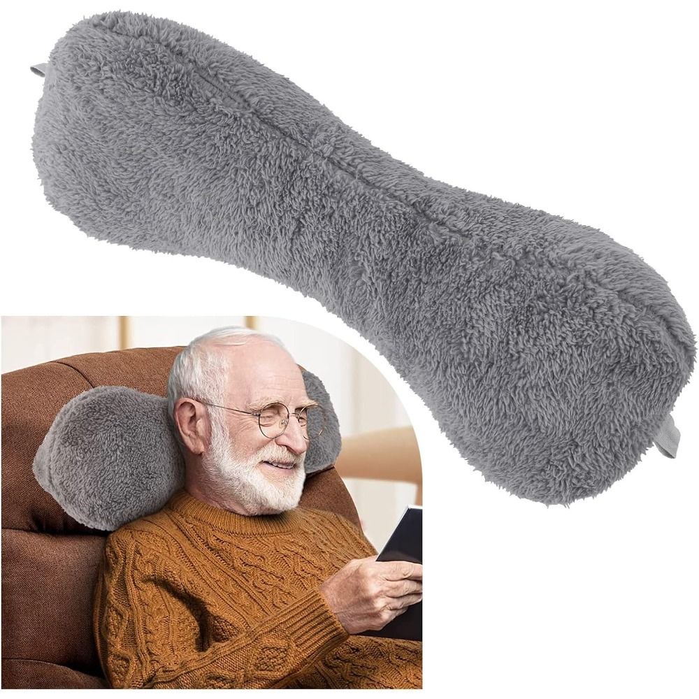 Couch Neck Pillow with Adjustable Strap, Bone-Shaped Plush Pillow for Relief, Headrest Pillow for Recliners And Sofas Black