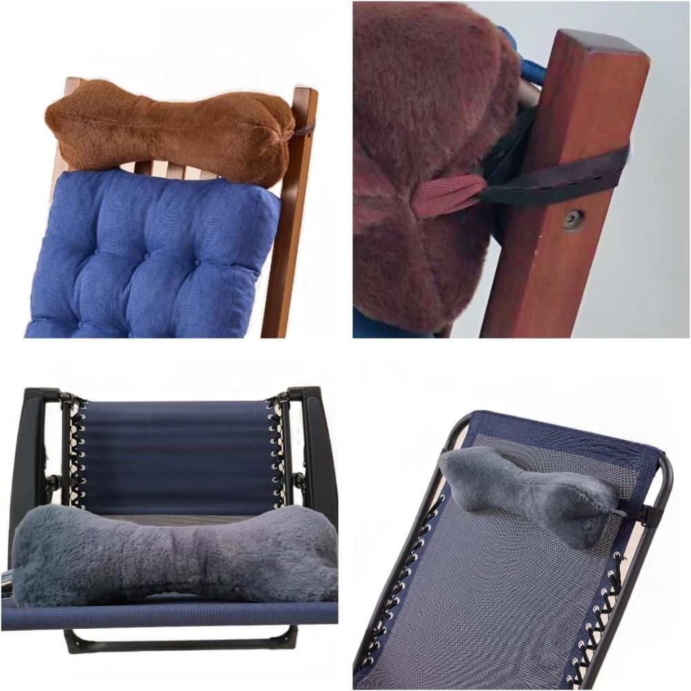 Couch Neck Pillow with Adjustable Strap, Bone-Shaped Plush Pillow for Relief, Headrest Pillow for Recliners And Sofas Black