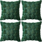 4 Pcs Christmas Throw Pillow Covers 18x18, Soft Faux Fur Pillow Cases Holiday Decorations, Fluffy Plush Accent Couch Cushion Case for Festivals Winter Sofa Living Room Home Decor(Green Tree)