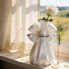Elegant 3D-printed bow vase, home décor, silk white.