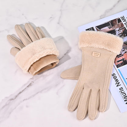 Gloves for Women Girl, Winter Touch Screen, Comfortable and Warm Double-Sided Velvet Lining Thickened Warm Glove,Khaki