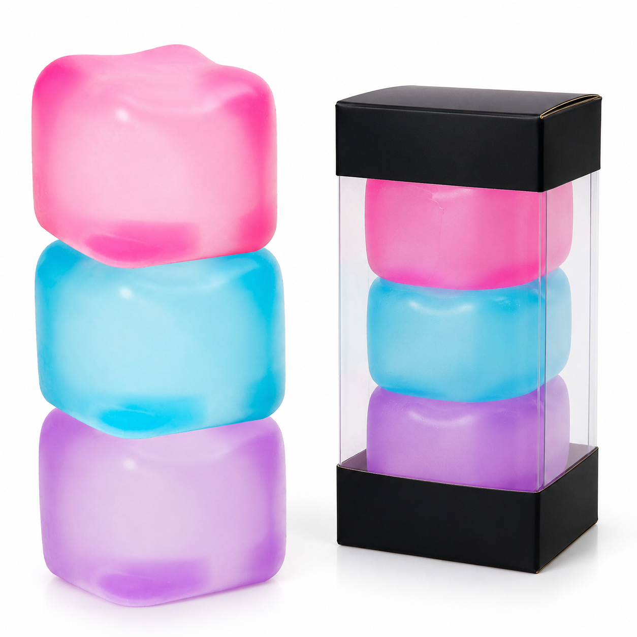 Purple Stress Cube Fidget Squishy Slow Rising Stress Ball, High Density Gel Filled Sensory Fidget Toy for Anxiety Relief