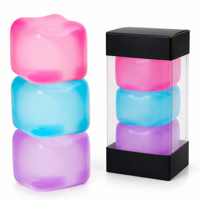 Purple Stress Cube Fidget Squishy Slow Rising Stress Ball, High Density Gel Filled Sensory Fidget Toy for Anxiety Relief
