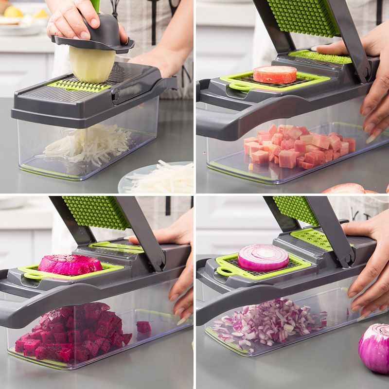 14-in-1 Vegetable Chopper (11 Blades+Spoon-shaped Tool)