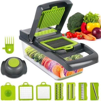 14-in-1 Vegetable Chopper (3 Blades+Spoon-shaped Tool)