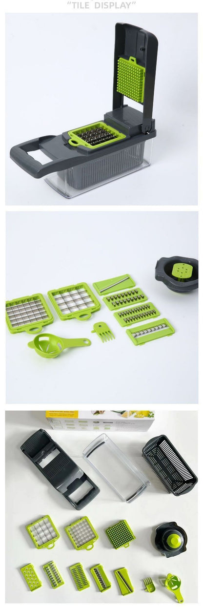 16-in-1 Vegetable Chopper (11 Blades+Spoon-shaped Tool)