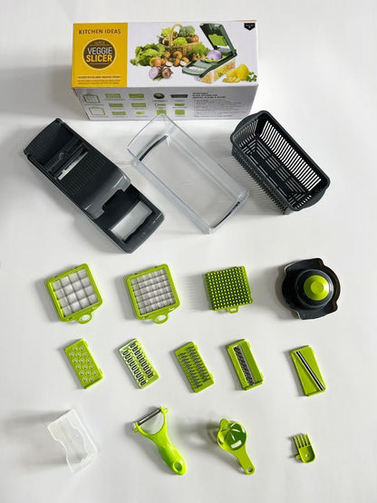 16-in-1 Vegetable Chopper (3 Blades+Spoon-shaped Tool)