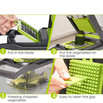 16-in-1 Vegetable Chopper (3 Blades+Spoon-shaped Tool)