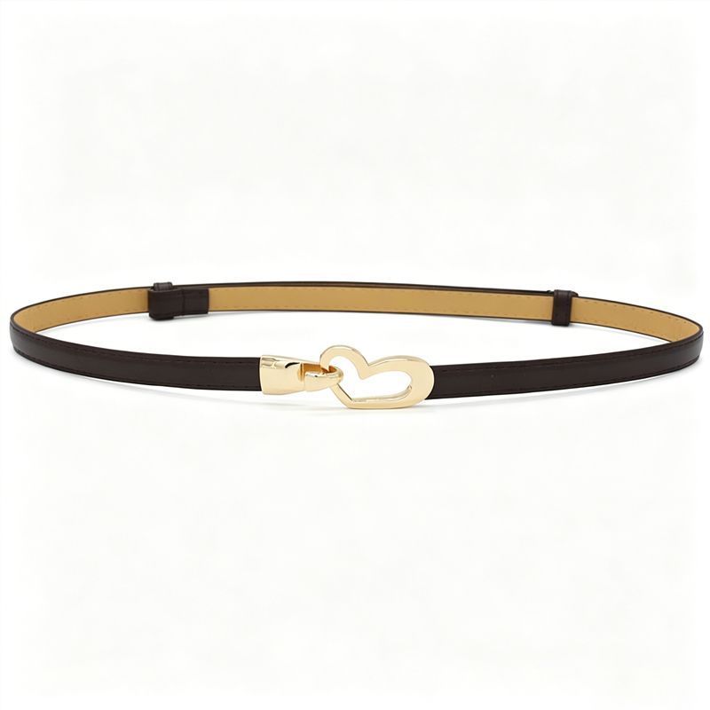2-Pack Black Adjustable Skinny Belt with Heart Buckle