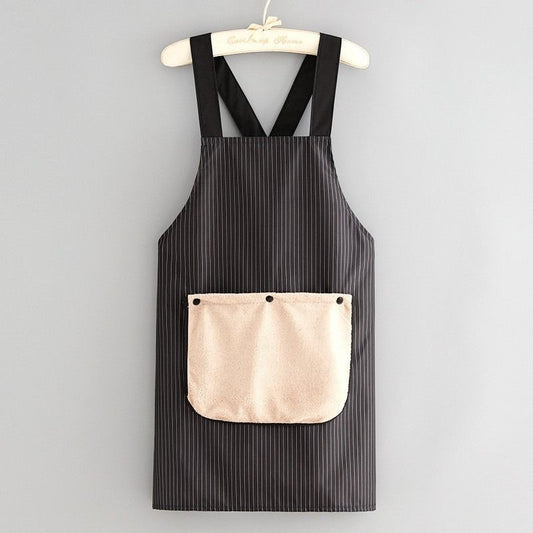 2-Pack Black Waterproof Aprons with Detachable Hand Towels
