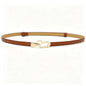 2-Pack Camel-Colour Adjustable Skinny Belt with Heart Buckle