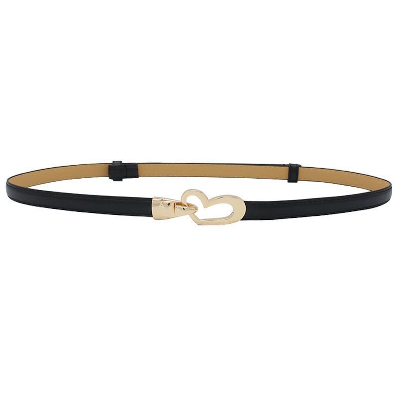 2-Pack Camel-Colour Adjustable Skinny Belt with Heart Buckle