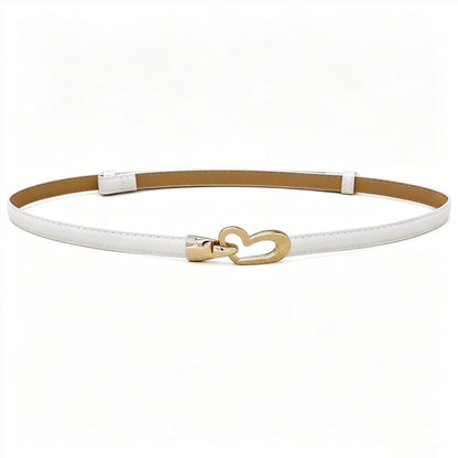 2-Pack Camel-Colour Adjustable Skinny Belt with Heart Buckle