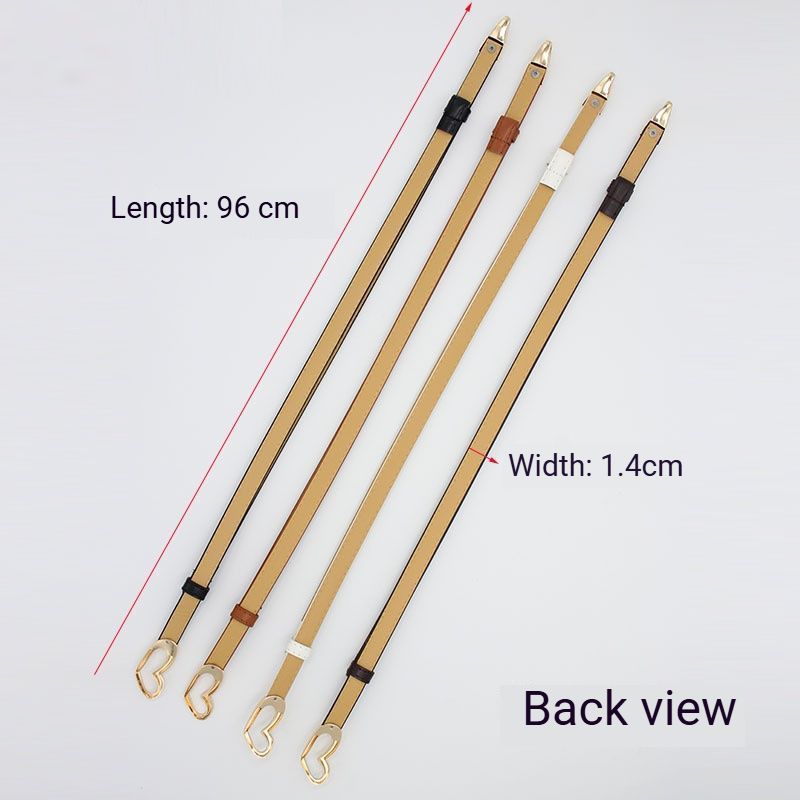 2-Pack Camel-Colour Adjustable Skinny Belt with Heart Buckle