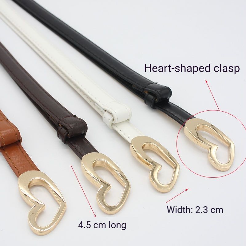 2-Pack Camel-Colour Adjustable Skinny Belt with Heart Buckle