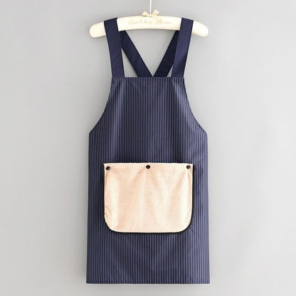 2-Pack Navy-Blue Waterproof Aprons with Detachable Hand Towels