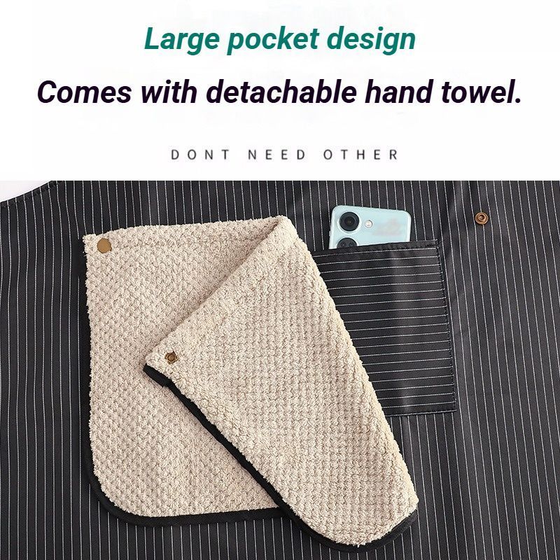 2-Pack Navy-Blue Waterproof Aprons with Detachable Hand Towels