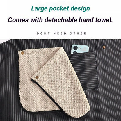 2-Pack Navy-Blue Waterproof Aprons with Detachable Hand Towels